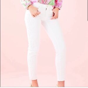 Lilly Pulitzer South Ocean Skinny Cropped Pant Resort White Size 00 NWT